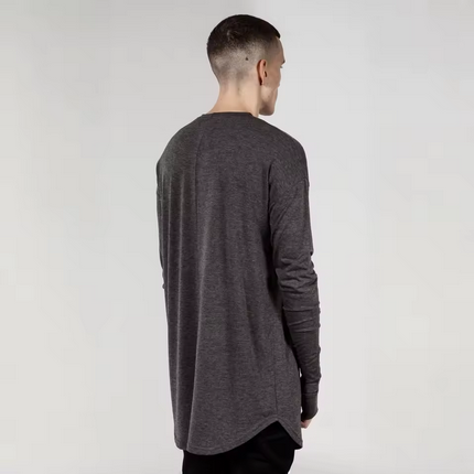 Hip Hop Mens T Shirts Extended Cuff Ripped Long Sleeve Men T-Shirt