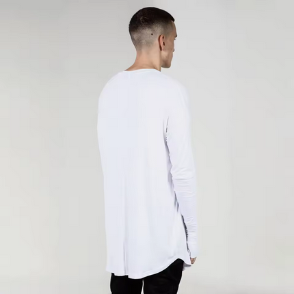 Hip Hop Mens T Shirts Extended Cuff Ripped Long Sleeve Men T-Shirt