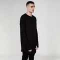Hip Hop Mens T Shirts Extended Cuff Ripped Long Sleeve Men T-Shirt