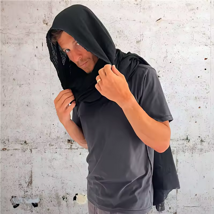 Distressed Black Shawl Assassin Hood