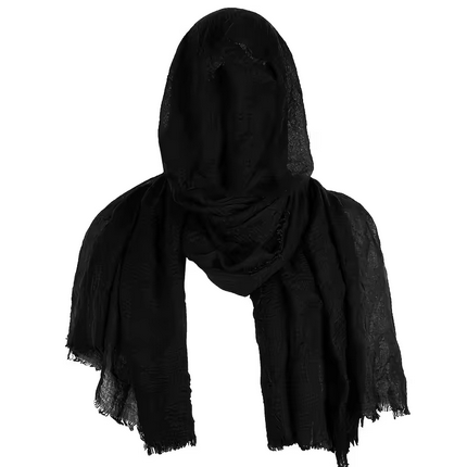 Distressed Black Shawl Assassin Hood